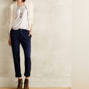 NWT Anthropologie Pilcro & The Letterpress Hyphen Pin Stripe Chino Pant Navy Y2K